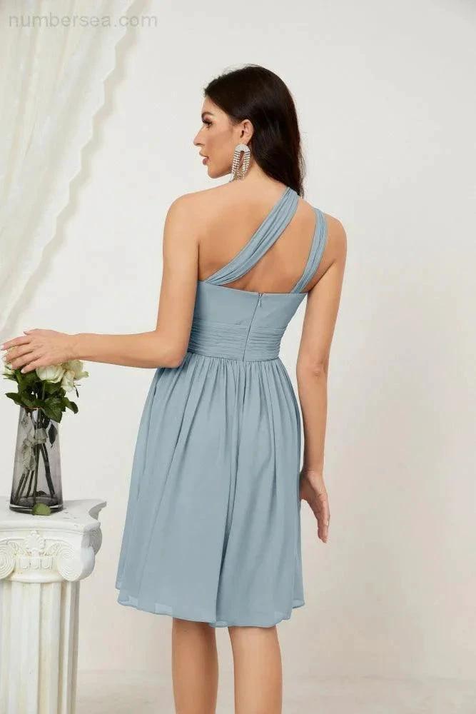 ZapDress Women Chiffon Short One Shoulder Bridesmaid Dress Formal Dresses for Party Homecoming 2804 (ZD16948)