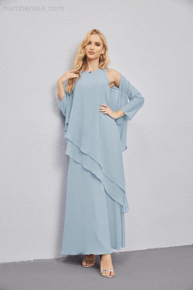 Mother of Bride Dresses with Open Front Lightweight Cardigan Formal Prom Gown 28081 (ZD16990)