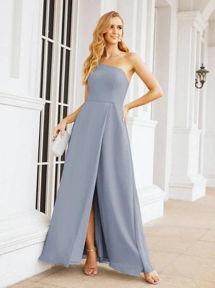 Numbersea Women's One Shoulder Formal Prom Gowns for Mother of The Bride Side Slit Bridesmaid Dresses 28052 by numbersea