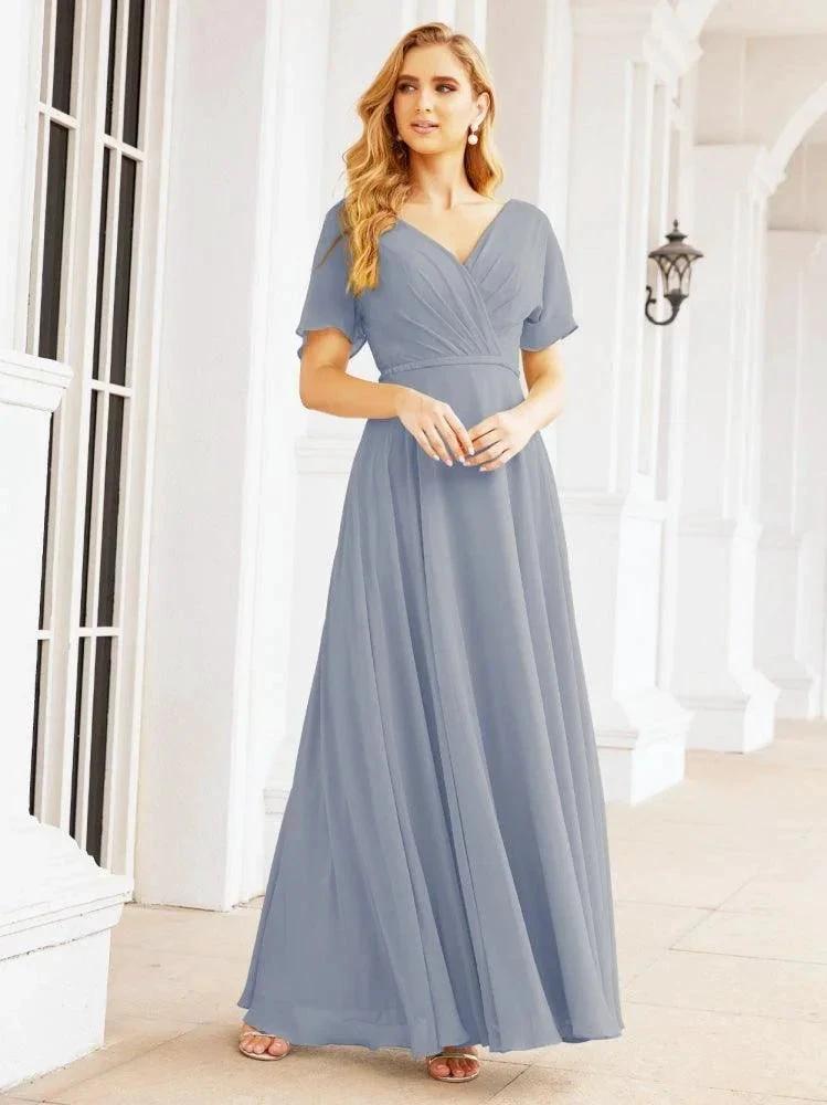 Numbersea Formal Prom Gowns for Mother of The Bride Short Sleeves Bridesmaid Dress 28049 by numbersea