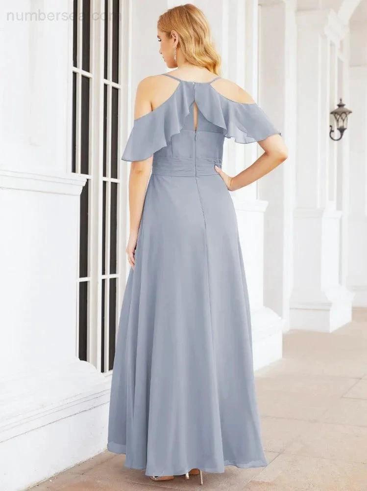 ZapDress Cold Shoulder Long Bridesmaid Dresses Side Slit Formal Prom Gowns Party Wedding 28070 (ZD16993)