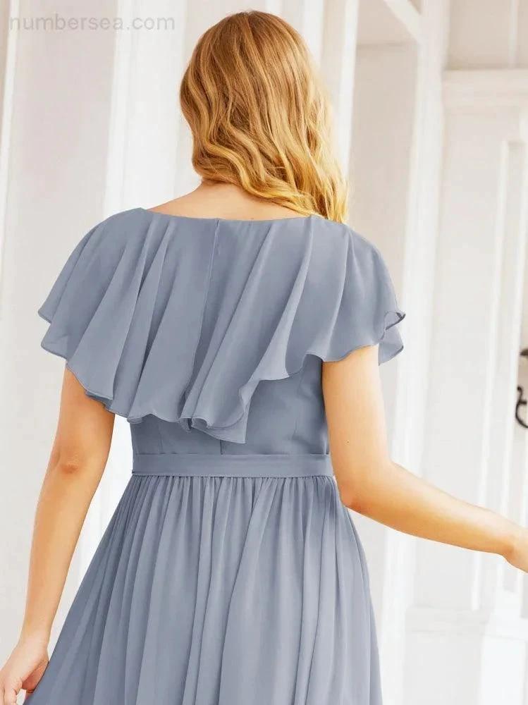 Bridesmaid Dresses with Flutter Sleeves Formal Evening Party Prom Gowns 28044 (ZD17033)
