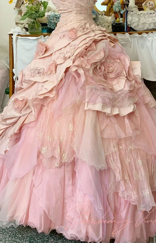 Pink A Line Princess Quinceanera Dress Ball Gown Sweet 16 Dresses fg7178 - View 7 | VelvetHem
