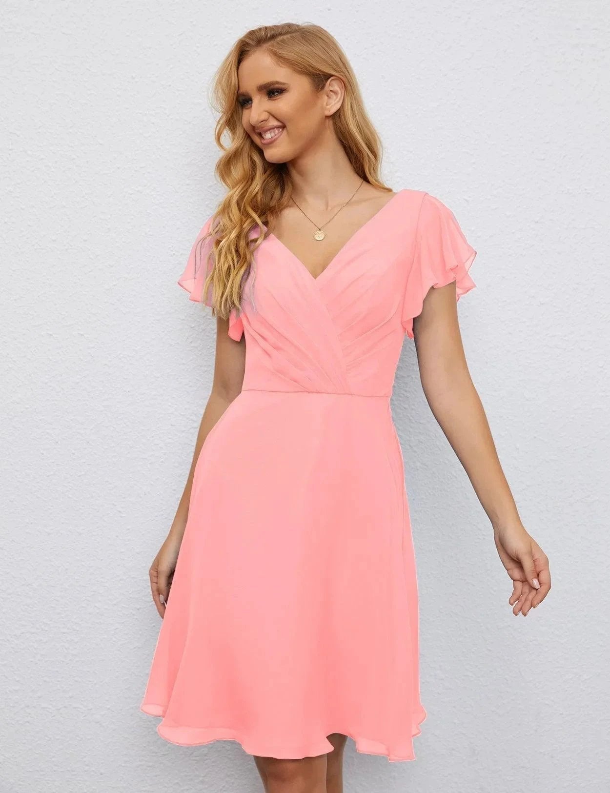 ZapDress U Back Homecoming Dress Formal Prom Dress Knee Length Short Sleeves Cocktail Party Dress 28077 (ZD16953)