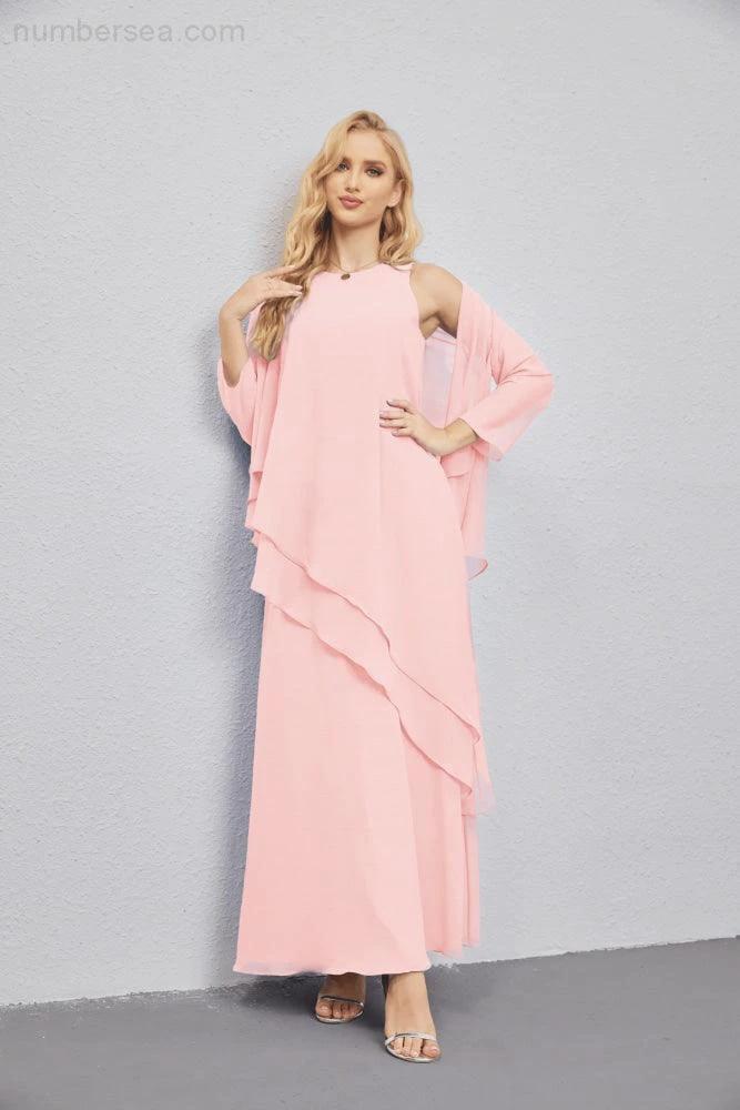 Mother of Bride Dresses with Open Front Lightweight Cardigan Formal Prom Gown 28081 (ZD16990)