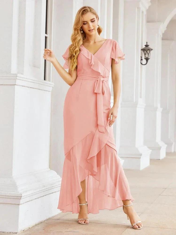 Numbersea Ruffled Bridesmaid Dresses Mermaid Formal Violin Evening Party Prom Gowns 28042 by numbersea