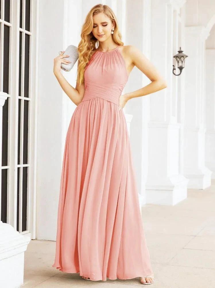 Numbersea Sleeveless Bridesmaid Dresses Long Prom Gown Zipper with Keyhole Back 28056 by numbersea