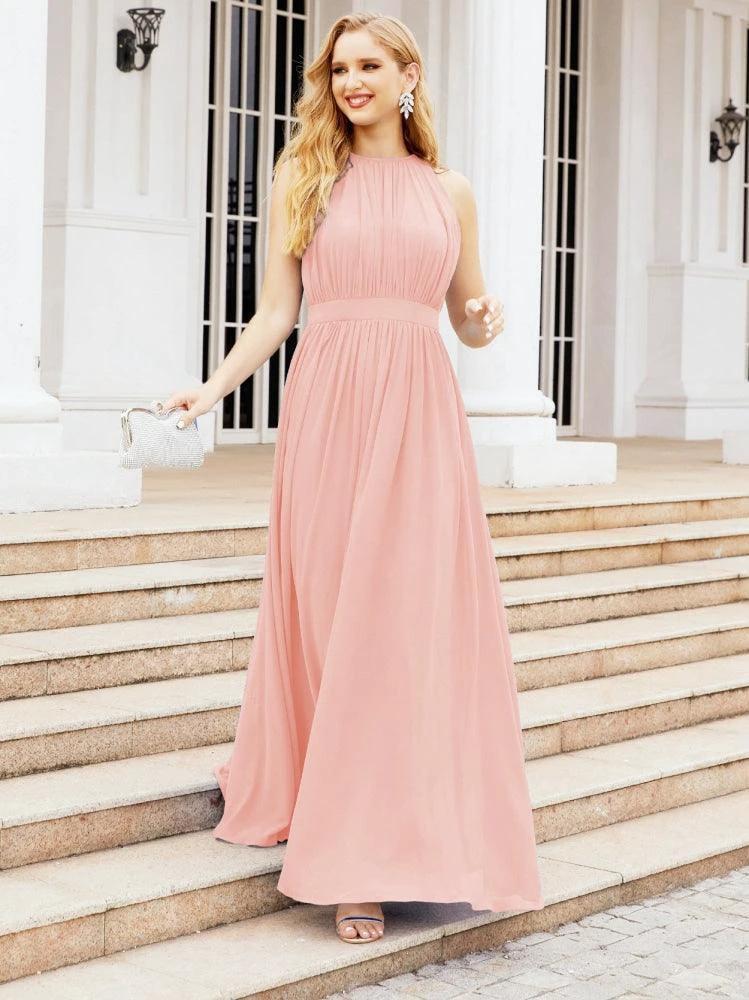 Numbersea Halter Bridesmaid Dress Empire Waist Formal Evening Prom Gown for Mother of The Bride 28030 by numbersea