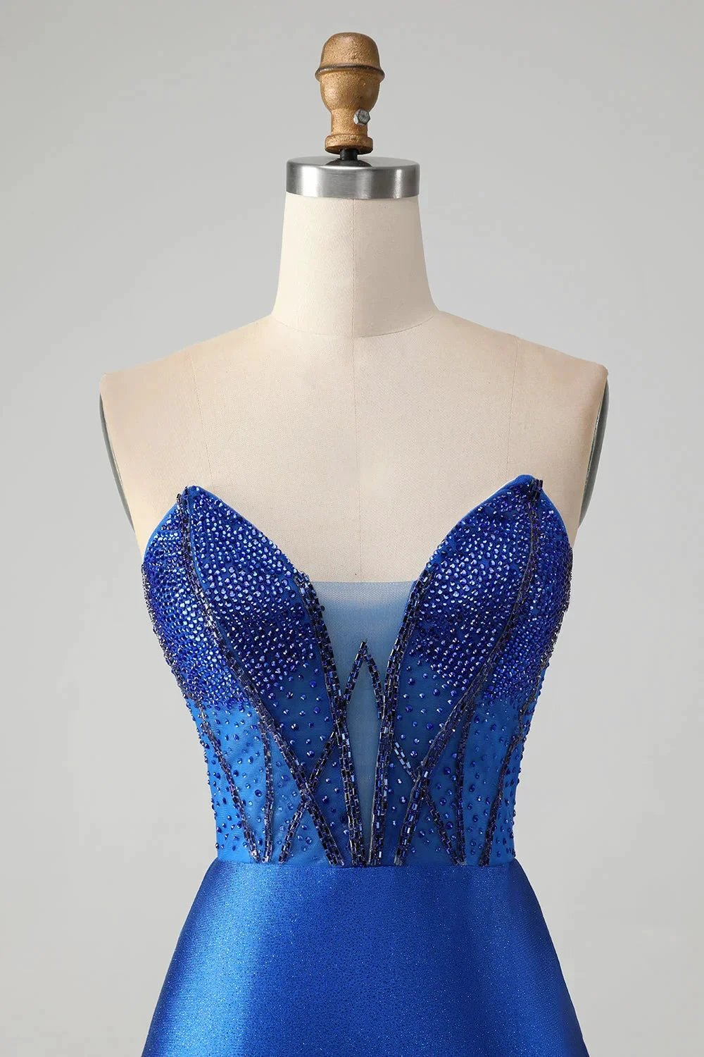 Classy Sparkly Royal Blue Tight Strapless Short Homecoming Dress with Beading (ZD11494)
