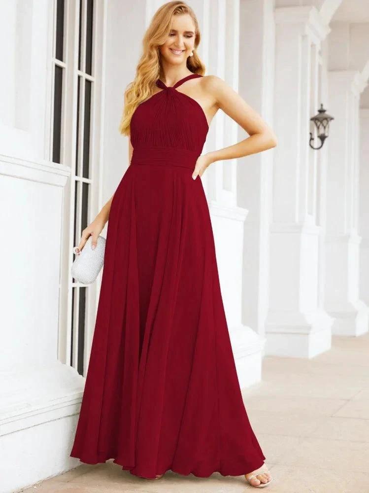 Numbersea Crisscross Halter Bridesmaid Dresses for Party Wedding Evening Prom Maxi Ball Gowns 28053 by numbersea