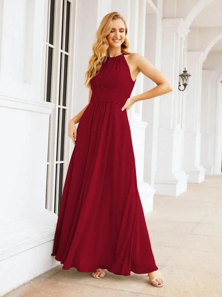 Numbersea Keyhole Bridesmaid Dresses Sleeveless Formal Evening Party Prom Gowns 28043 by numbersea