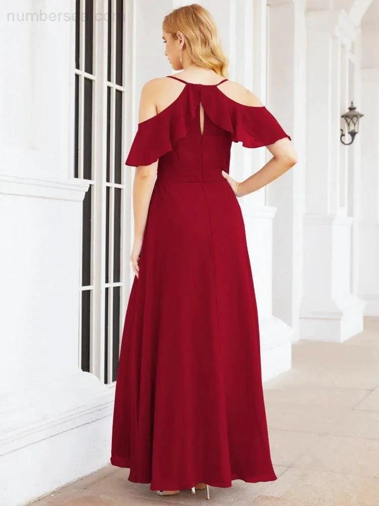 ZapDress Cold Shoulder Long Bridesmaid Dresses Side Slit Formal Prom Gowns Party Wedding 28070 (ZD16993)