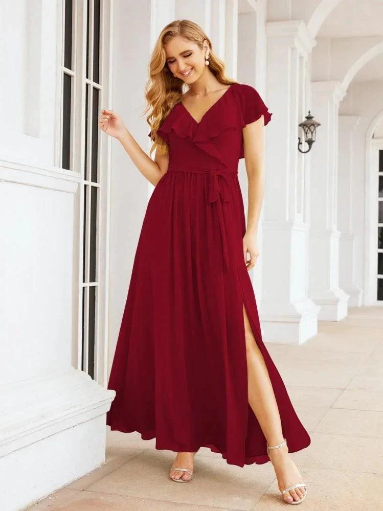 Bridesmaid Dresses with Flutter Sleeves Formal Evening Party Prom Gowns 28044 by numbersea