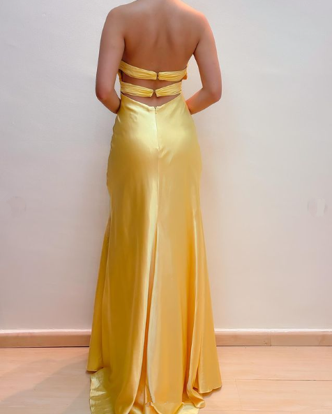 Yellow Prom Dresses V Neck Formal Evening Dress Long Party Dress fg6963 - View 2 | VelvetHem