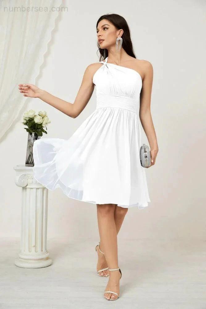 ZapDress Women Chiffon Short One Shoulder Bridesmaid Dress Formal Dresses for Party Homecoming 2804 (ZD16948)