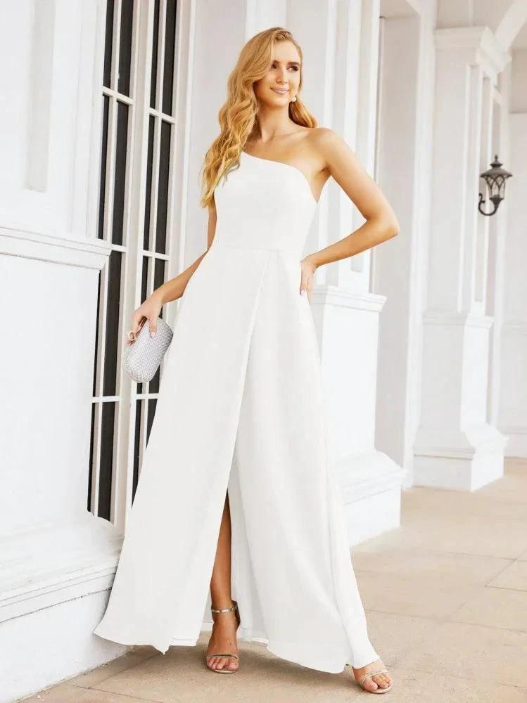 Numbersea Women's One Shoulder Formal Prom Gowns for Mother of The Bride Side Slit Bridesmaid Dresses 28052 by numbersea