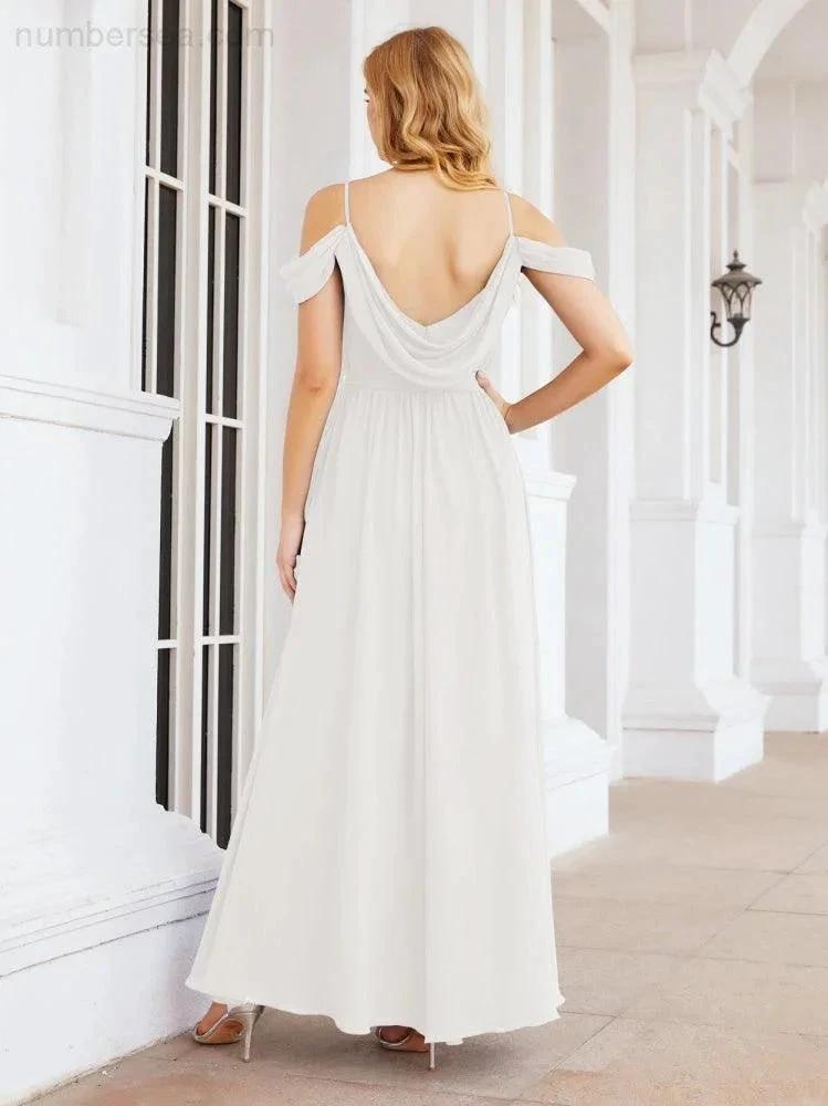 ZapDress Off The Shoulder Chiffon Bridesmaid Dress Long Formal Graduation Gown with Cowl Back 28069 (ZD17004)