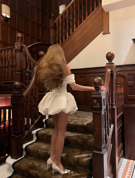 Elegant White Off The Shoulder A Line Satin Homecoming Dress Short Prom Dress - View 4 | VelvetHem