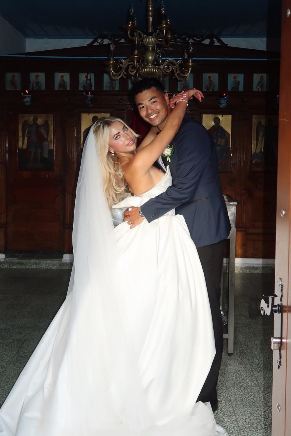Classic A Line Strapless Long White Wedding Party Dress with Sweep Train - VelvetHem