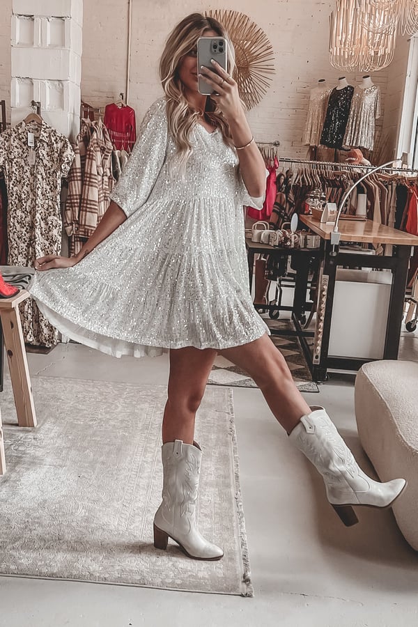 Valentina Chic Loose Sequin Dress Silhouette Collection