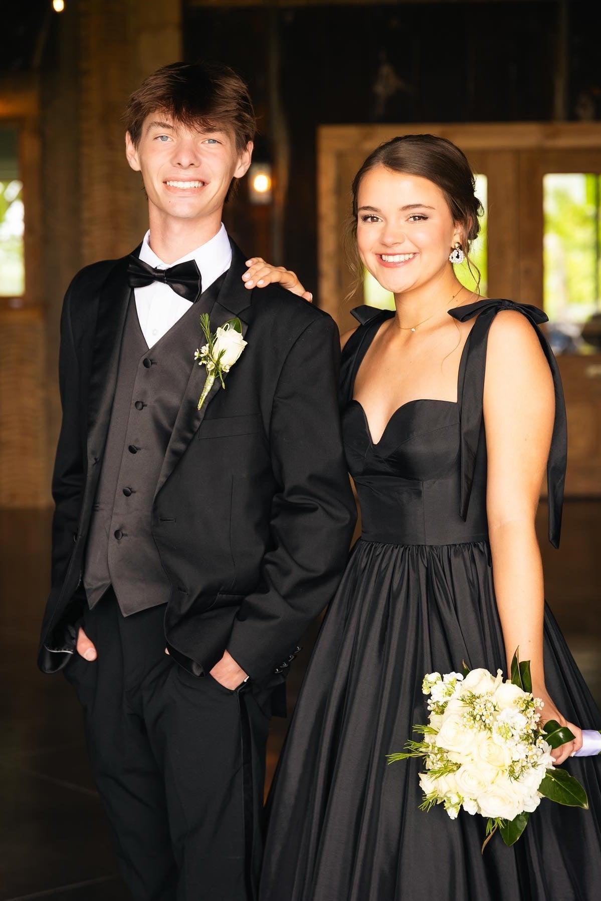 Cute Black A-Line Satin Tie Straps Long Prom Dress - View 4 | VelvetHem