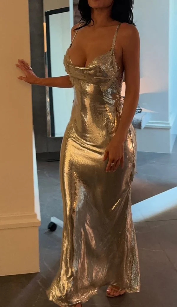 Sparkly Mermaid Spaghetti Straps Silver Sequin Long Prom Dresses Formal Dress - VelvetHem