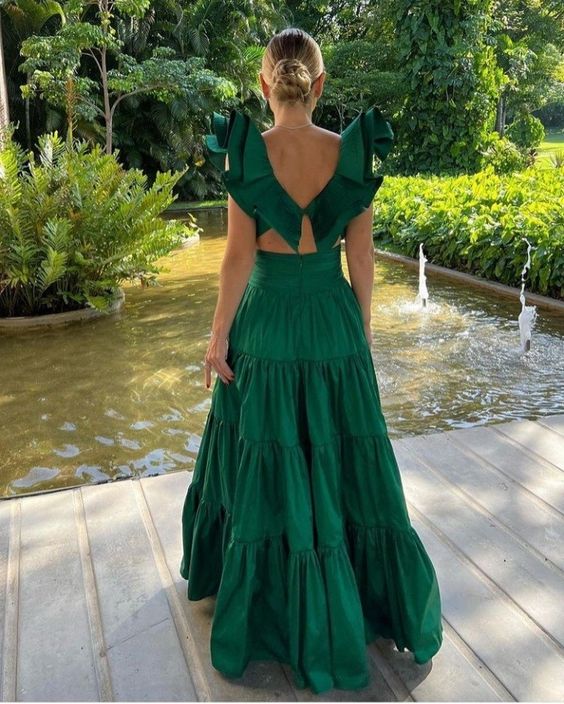 New arrive green prom dress Evening Gown Long Prom Dresses - View 2 | VelvetHem