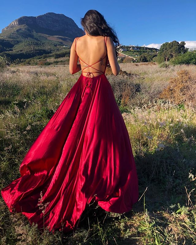 Sexy Spaghetti Straps Red Prom Dress - VelvetHem