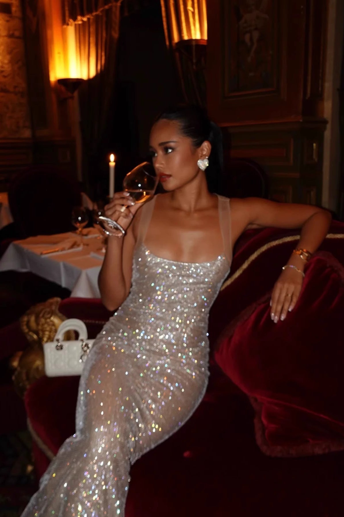 Glam Rhinestone Evening Maxi Dress - View 5 | VelvetHem
