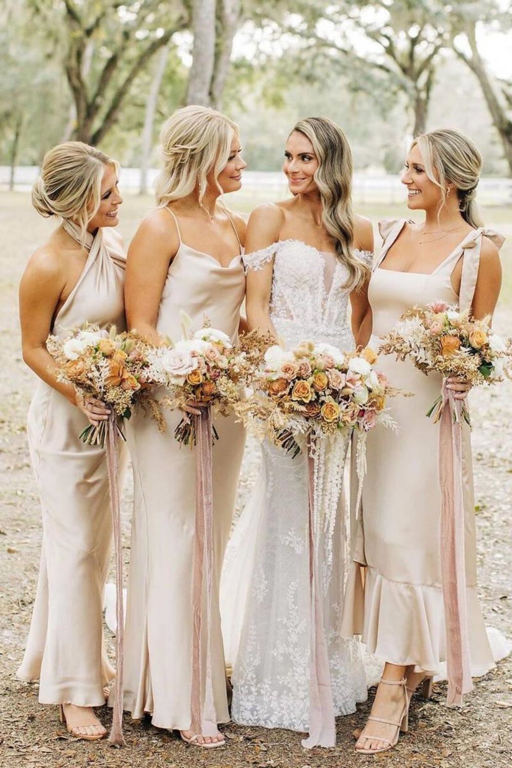 Simple Halter Neck/Spaghetti Straps/ Champagne Long Bridesmaid Dress - VelvetHem