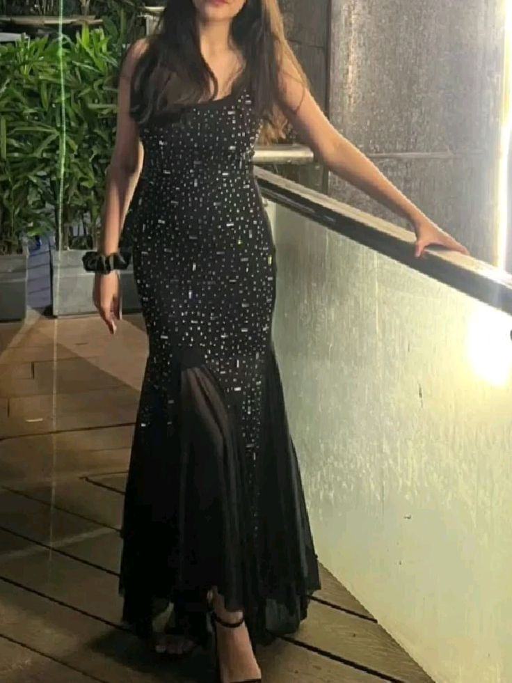 Fashion Black Tulle Beaded Mermaid Evening Dress Formal Prom Dress Y7857 - VelvetHem