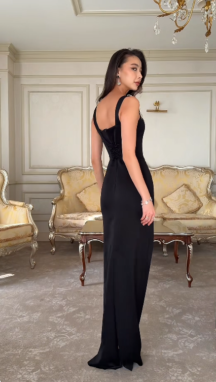 Black Mermaid Sexy Long Formal Dress Evening Party Dresses - View 4 | VelvetHem