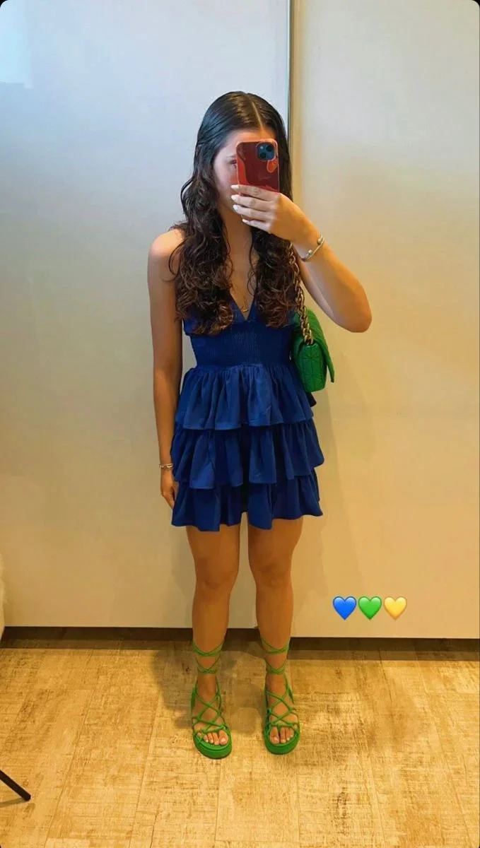 Spaghetti Straps Sexy V Neck Layered Ruffle Hem Homecoming Dress Y2137 by simplepromdress