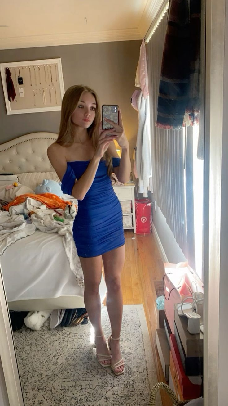 Simple Blue Off The Shoulder Bodycon Cocktail Dress Short Formal Homecoming Dress - VelvetHem
