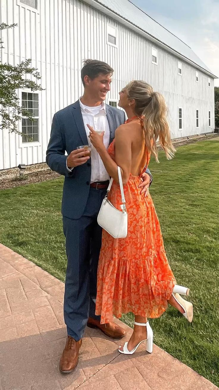 Orange A-line Backless Print Party Dress,Summer Dress - VelvetHem