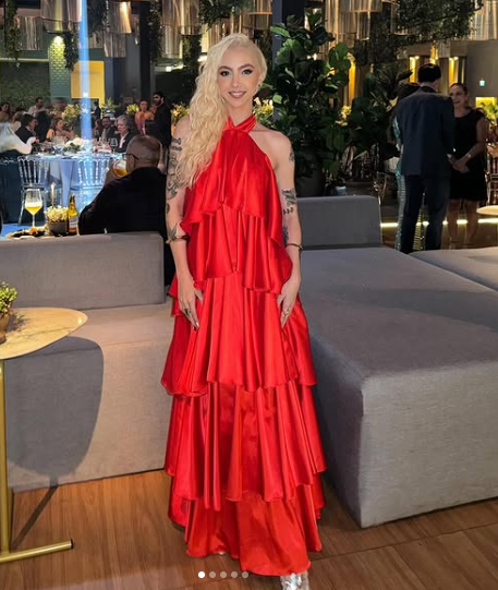 Unique Halter Red Satin Tiered Evening Dress,A Line Formal Party Dress - VelvetHem