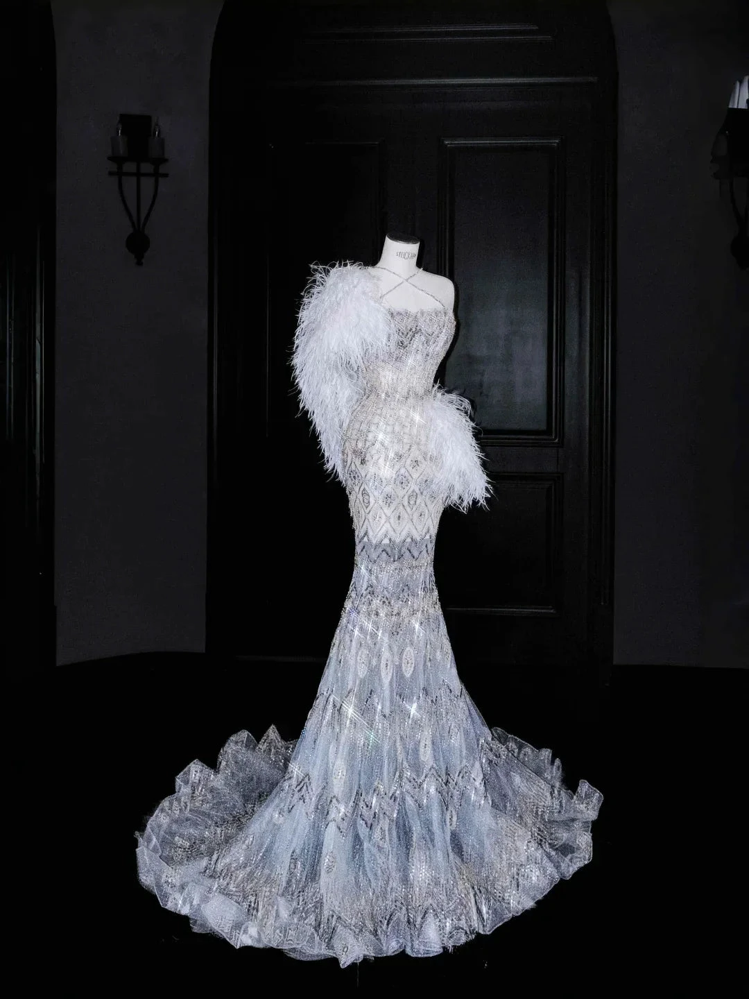 Gorgeous Mermaid Sequins Beaded Wedding Dress,Formal Prom Evening Dress Y8675 by simplepromdress
