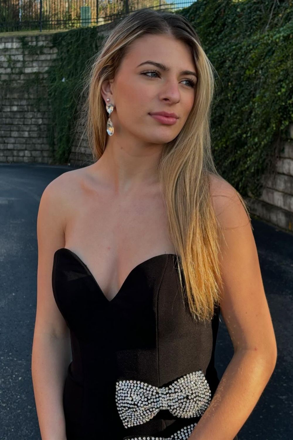 Stylish Mermaid Sweetheart Black Long Prom Dress with Bowknot Split Front
