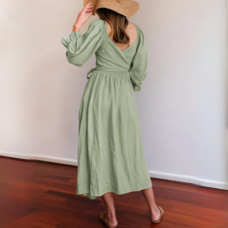 Marina Boutique French Dress with Ruffled Sleeves Designer Edit