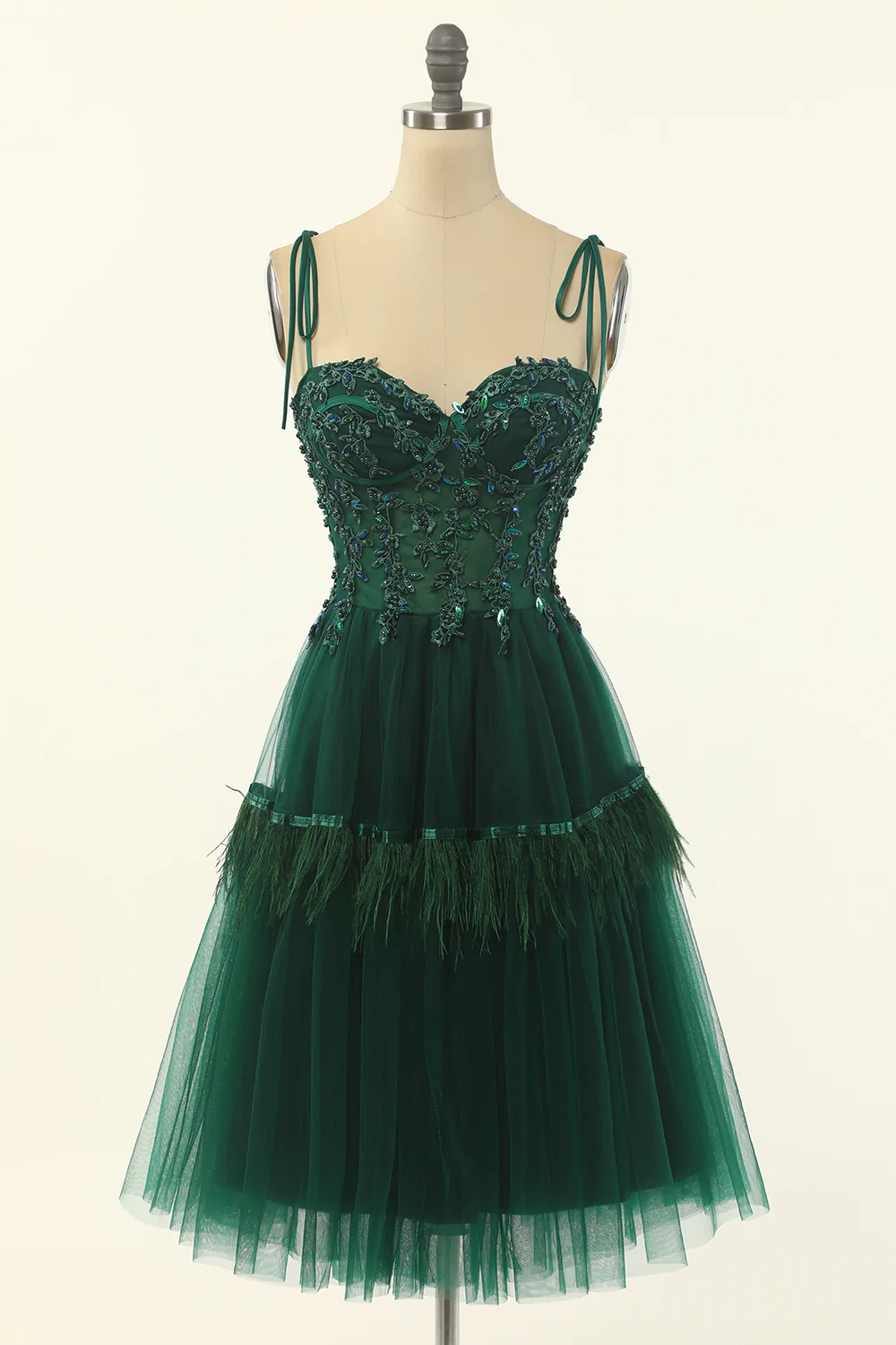 A-Line Green Tulle Above Knee Length Homecoming Dress,Party Dress Y1703 - VelvetHem