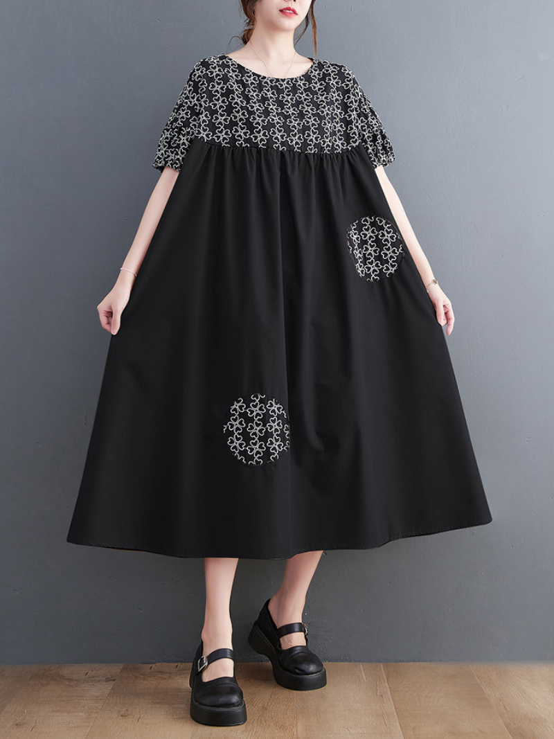 Wonder Cotton Short Slevees Smock Dress