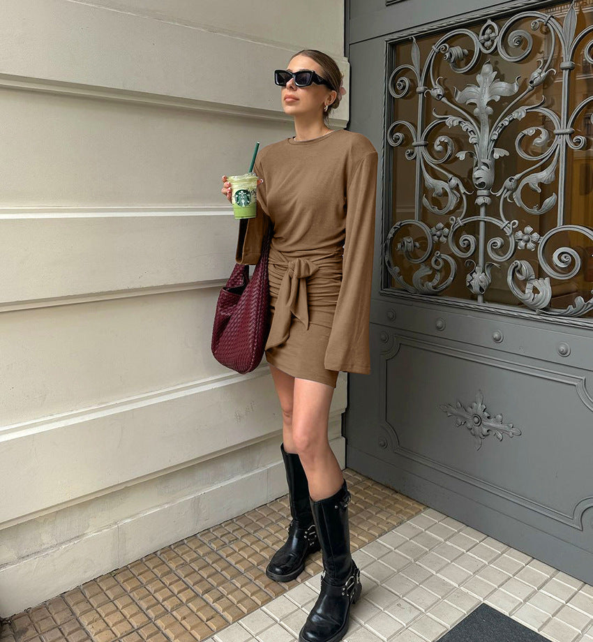 Mocha Mousse Mini Dress Brown