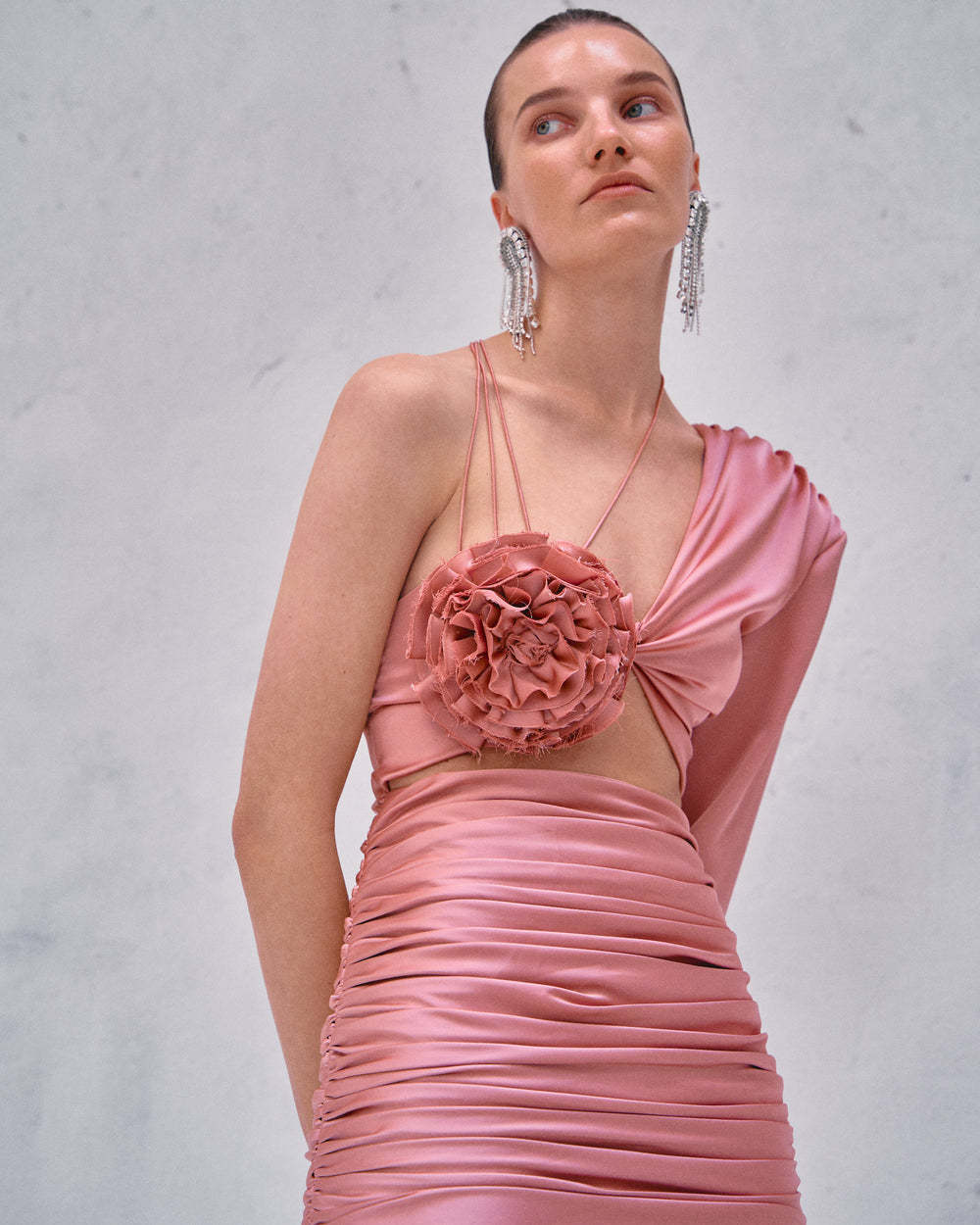Strappy Asymmetrical Embroidered Prom Dress - VelvetHem