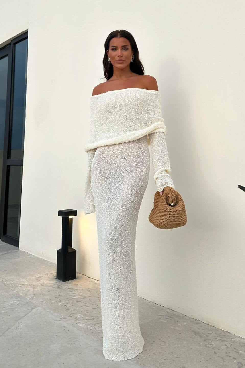Backless Knit Off-Shoulder Maxi Sweater Dress - VelvetHem