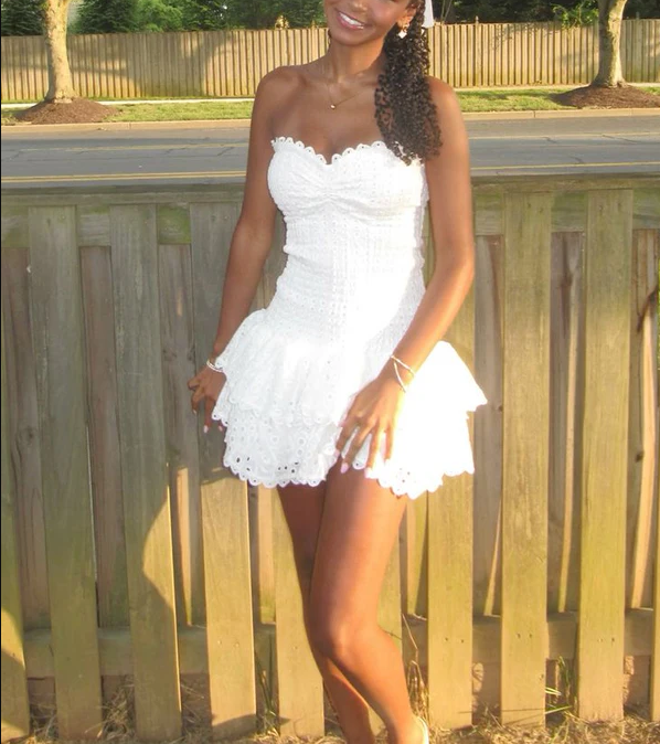 White Sweetheart A-Line Short Party Dress Homecoming Dress fg7045 - View 3 | VelvetHem