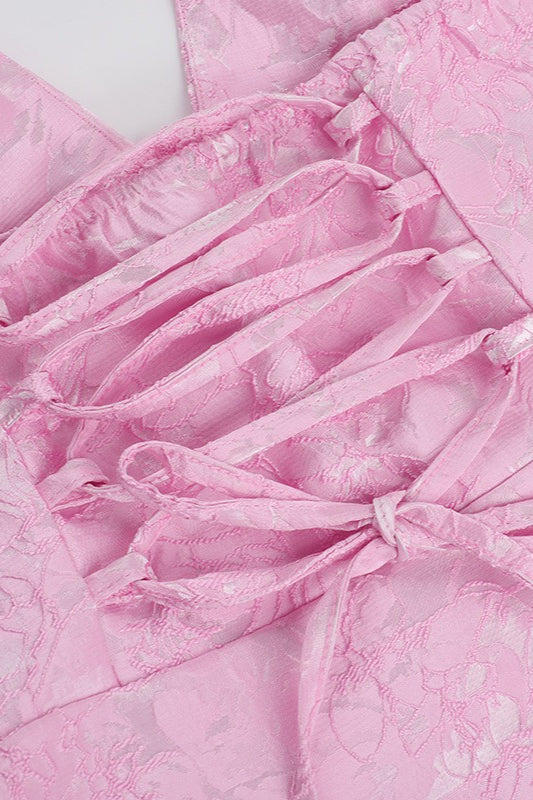 Jacquard Bow Halter Party Dress - View 6 | VelvetHem