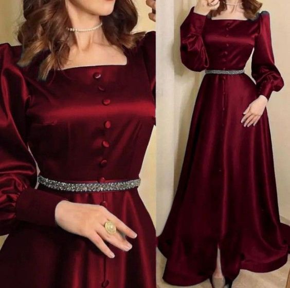 red party wear dress Evening Dress - VelvetHem
