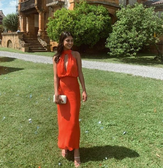 Simple orange evening dresses, long prom dress - VelvetHem