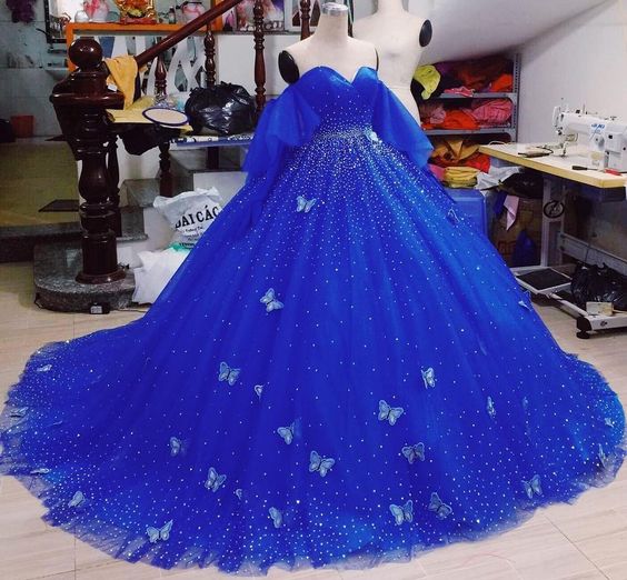 Royal Blue/Red quincea�era dress Ball Gown Prom Dresses Evening Gown - VelvetHem
