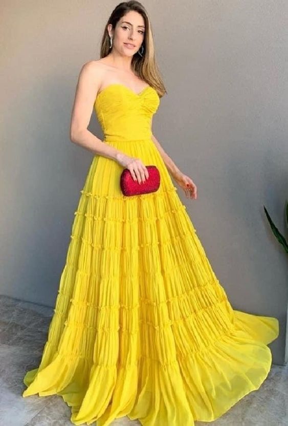 Yellow Long Prom Evening Dresses ,Sexy Prom Dress - VelvetHem